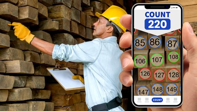Timber counting with the CountThings app.
